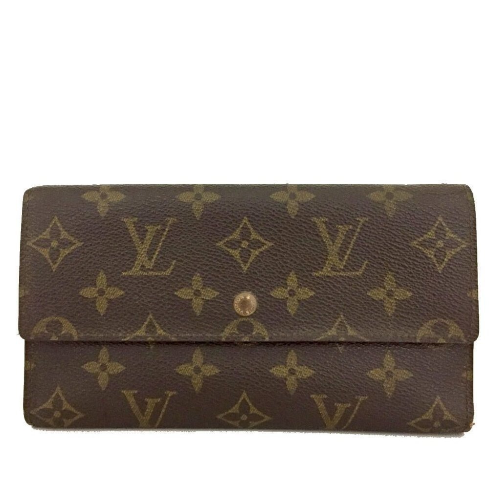 434097F V Louis Vuitton Wallet Long Porte Tresor International Brown Monogram